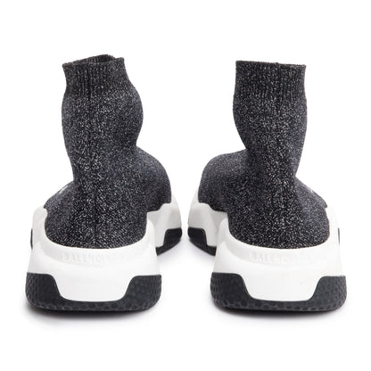 Balenciaga Black Glitter Knit Speed LT Trainer Sock Sneaker, Size 38