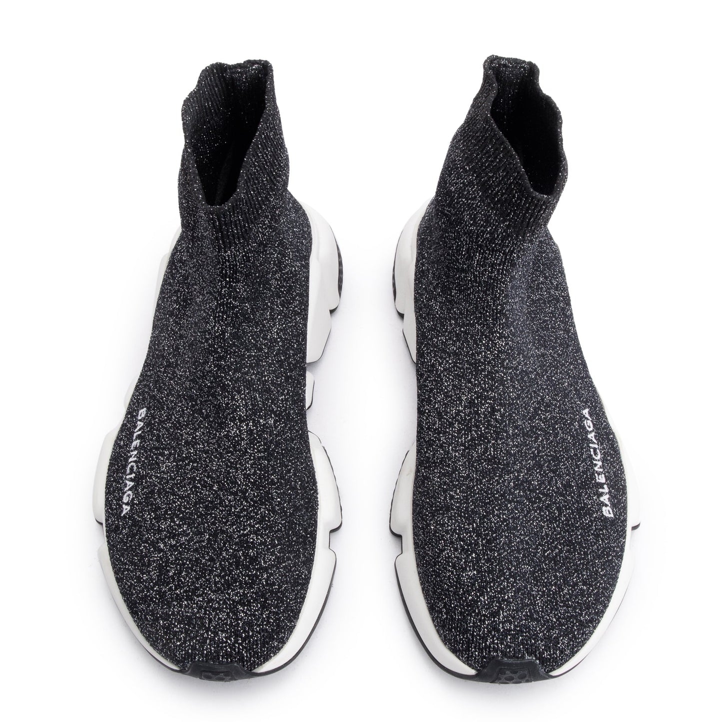 Balenciaga Black Glitter Knit Speed LT Trainer Sock Sneaker, Size 38