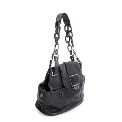 Balenciaga Black Goatskin Leather Stingray Cherche Chain-Link Shoulder Bag
