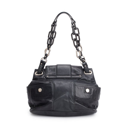 Balenciaga Black Goatskin Leather Stingray Cherche Chain-Link Shoulder Bag