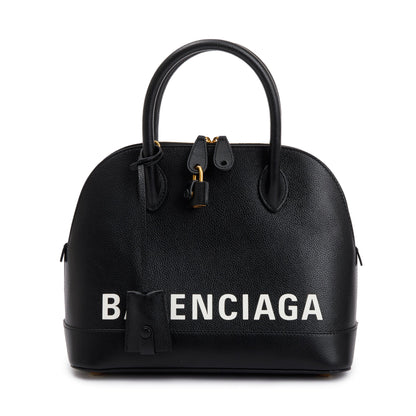 Balenciaga Black Grained Calfskin Leather Ville S Top Handle Bag