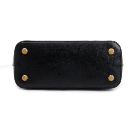 Balenciaga Black Grained Calfskin Leather Ville S Top Handle Bag