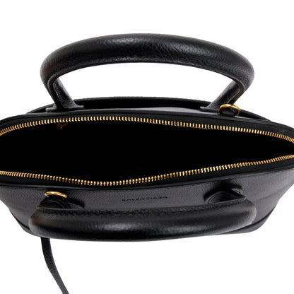 Balenciaga Black Grained Calfskin Leather Ville S Top Handle Bag