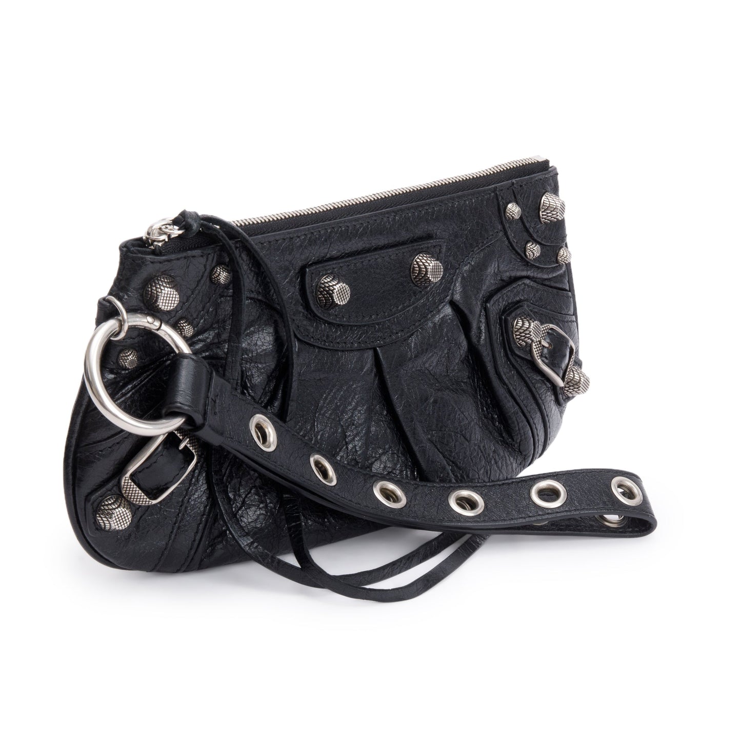Balenciaga Black Leather Mini Le Cagole Multi Pouch