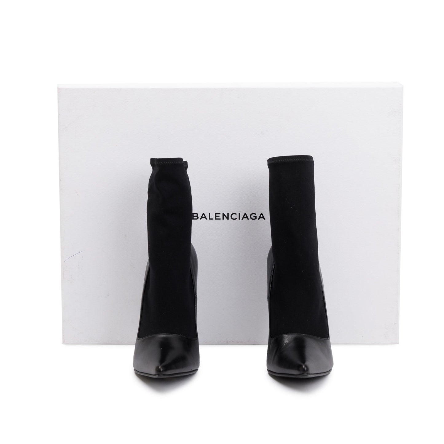 Balenciaga Black Spandex & Leather Knife 110 Bootie , Size 36