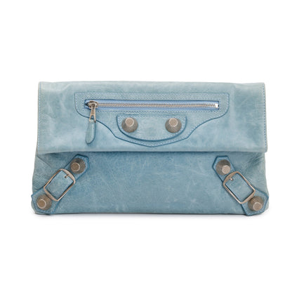 Balenciaga Blue Agneau Leather Giant 12 Envelope Clutch
