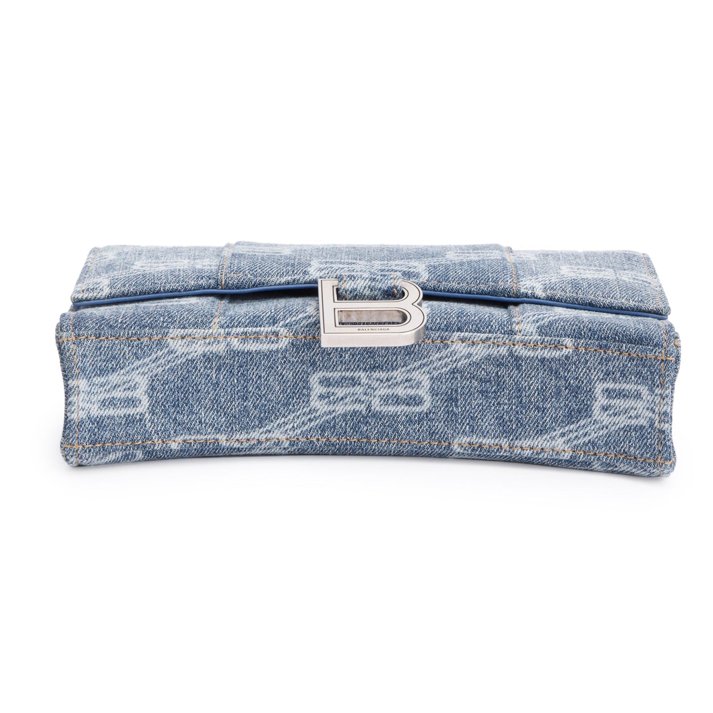 Balenciaga Blue BB Denim Hourglass Wallet on Chain