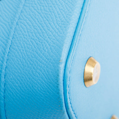 Balenciaga Blue Grained Calfskin Leather Ville S Top Handle Bag