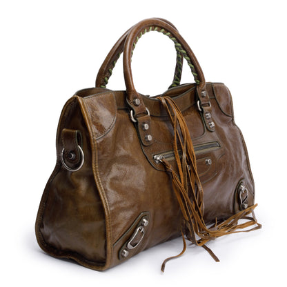 Balenciaga Brown Agneau Leather Le City Medium Bag