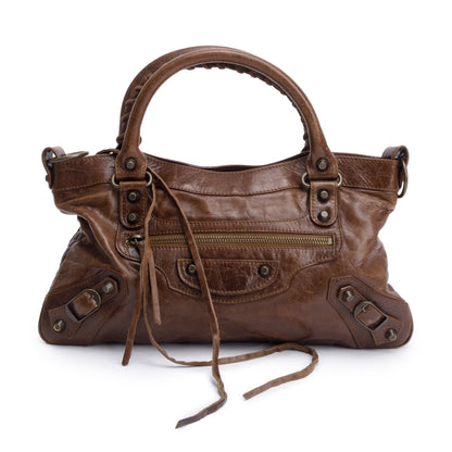 Balenciaga Brown Agneau Leather Le City Small Bag