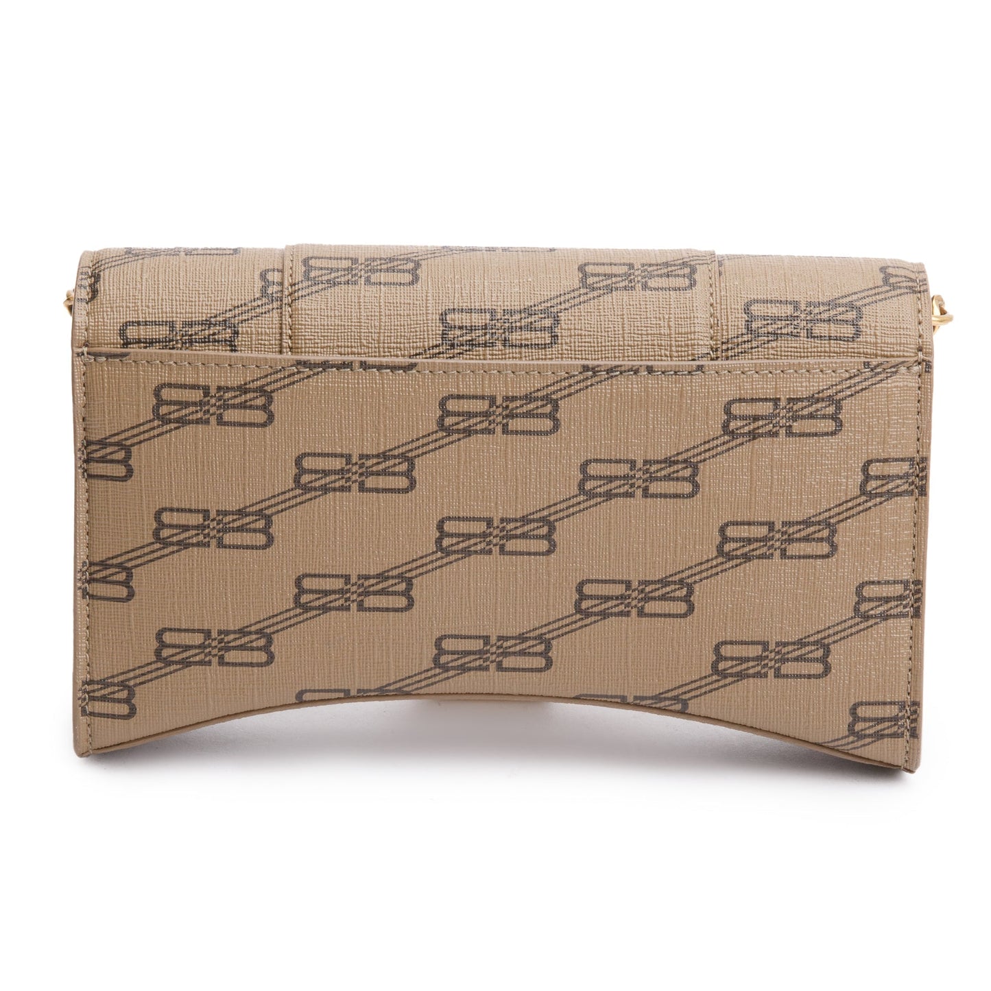 Balenciaga Brown BB Canvas Hourglass Wallet on Chain