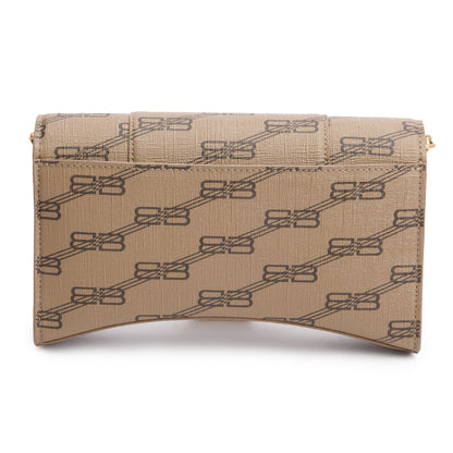 Balenciaga Brown BB Canvas Hourglass Wallet on Chain