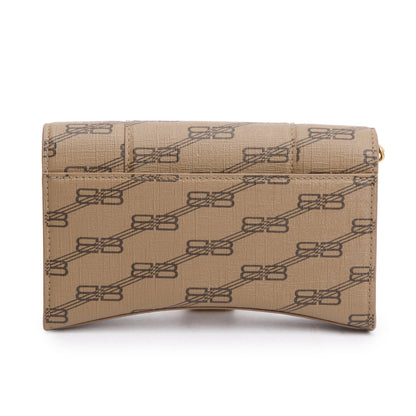 Balenciaga Brown BB Canvas Hourglass Wallet on Chain