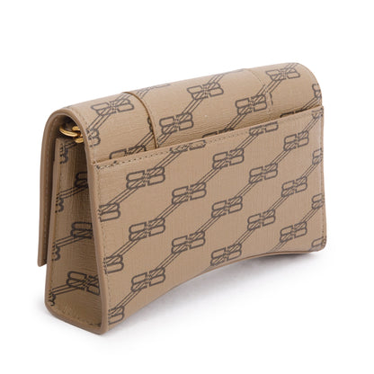 Balenciaga Brown BB Canvas Hourglass Wallet on Chain