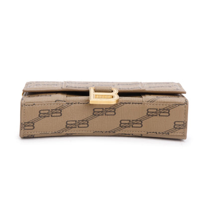 Balenciaga Brown BB Canvas Hourglass Wallet on Chain