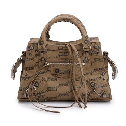 Balenciaga Brown BB Monogram Canvas Neo Cagole Classic XS City Bag