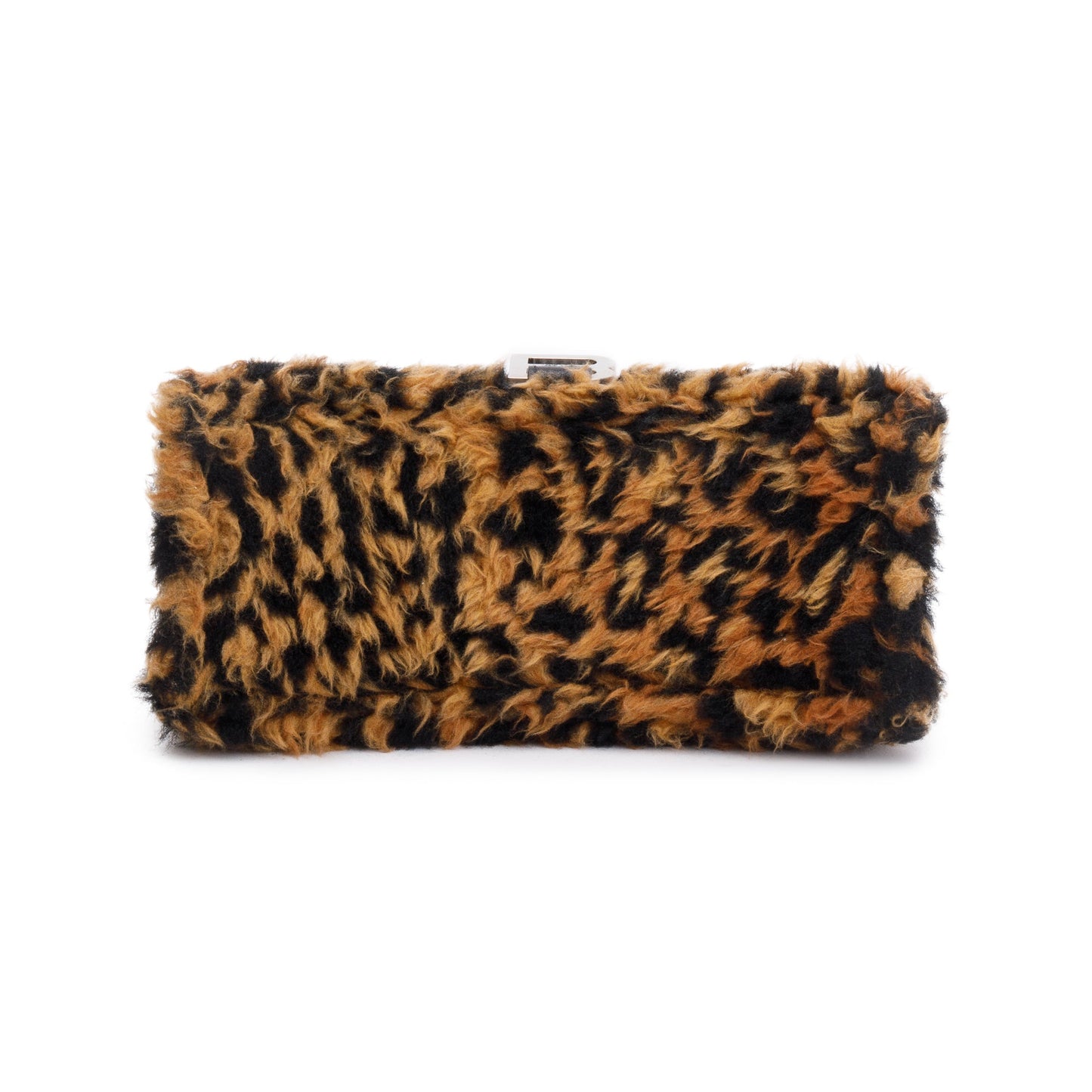 Balenciaga Brown Leopard Print Faux Fur Small Hourglass Top Handle Bag