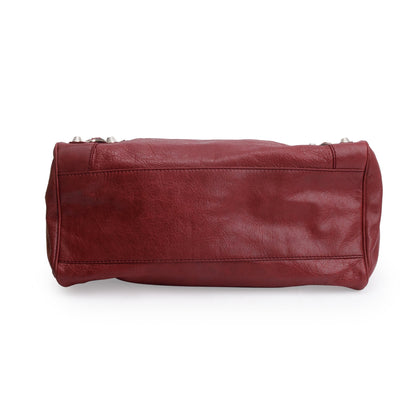 Balenciaga Burgundy Motocross Agneau Leather Giant 12 City Bag