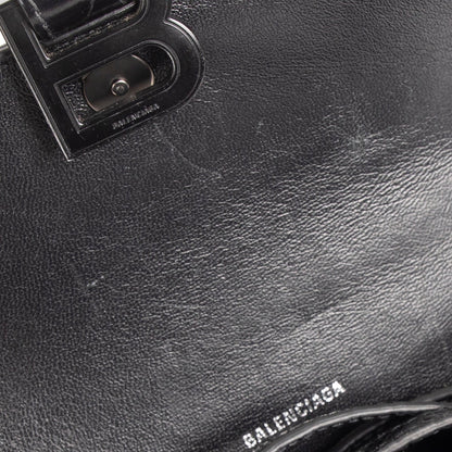 Balenciaga Croc-Embossed Graffiti Hourglass XS Top Handle Bag