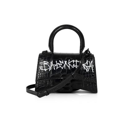 Balenciaga Croc-Embossed Graffiti Hourglass XS Top Handle Bag