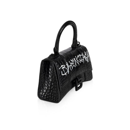 Balenciaga Croc-Embossed Graffiti Hourglass XS Top Handle Bag