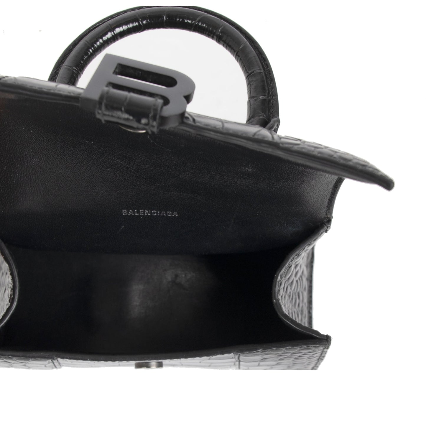 Balenciaga Croc-Embossed Graffiti Hourglass XS Top Handle Bag