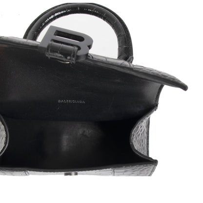 Balenciaga Croc-Embossed Graffiti Hourglass XS Top Handle Bag