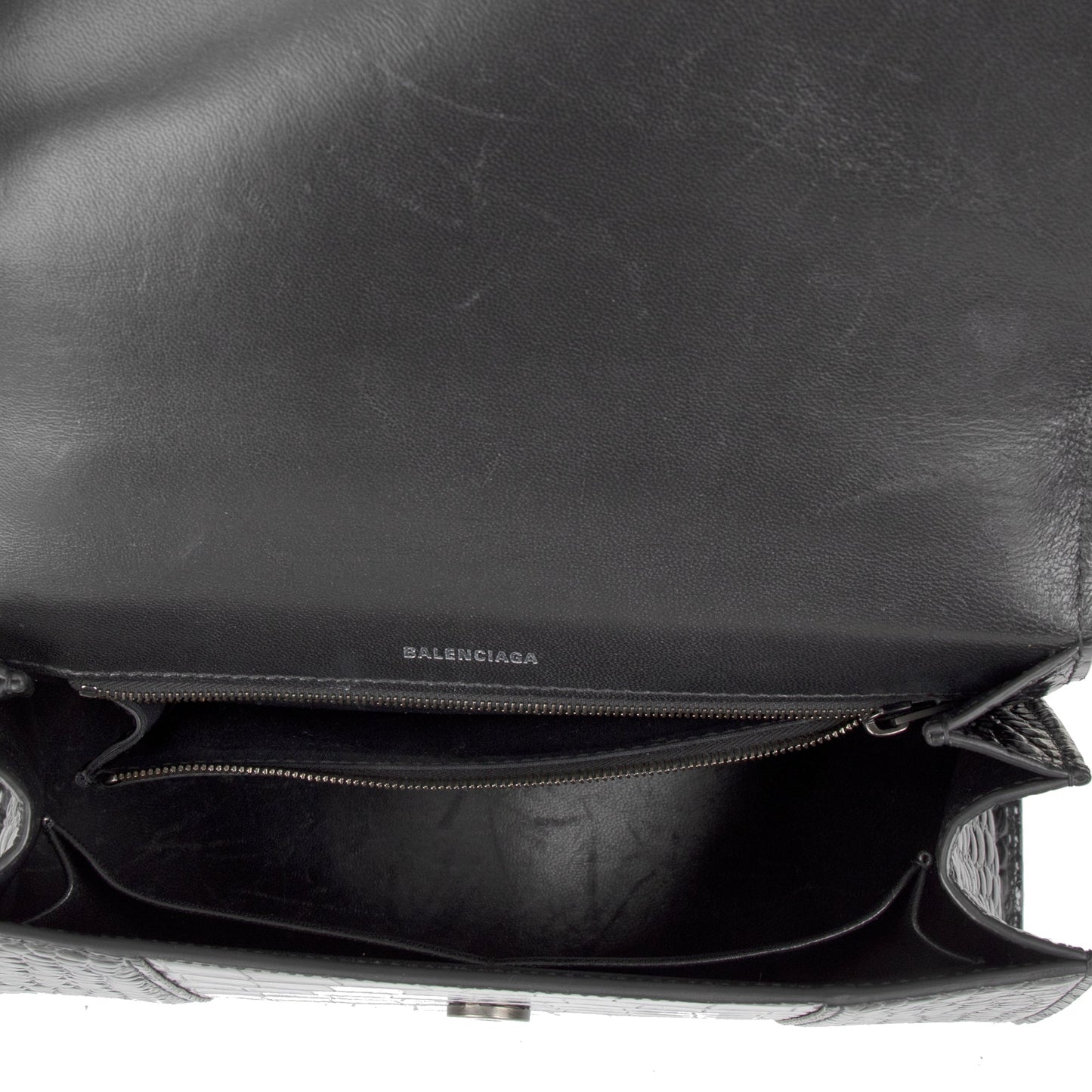 Balenciaga Croc-Embossed Hourglass Medium Top Handle Bag