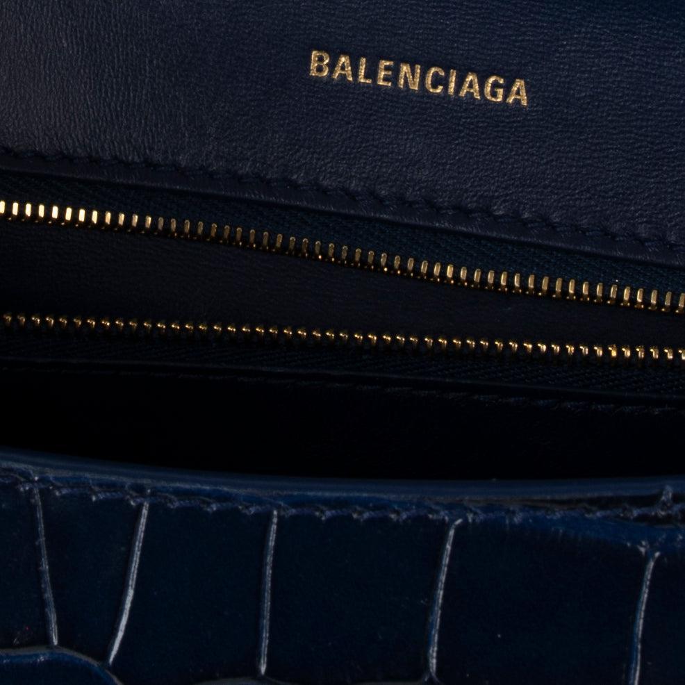 Balenciaga Croc-Embossed Hourglass Small Top Handle Bag