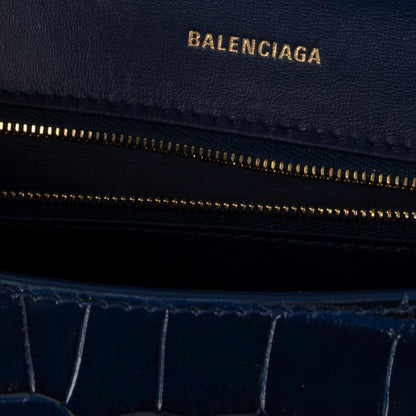 Balenciaga Croc-Embossed Hourglass Small Top Handle Bag