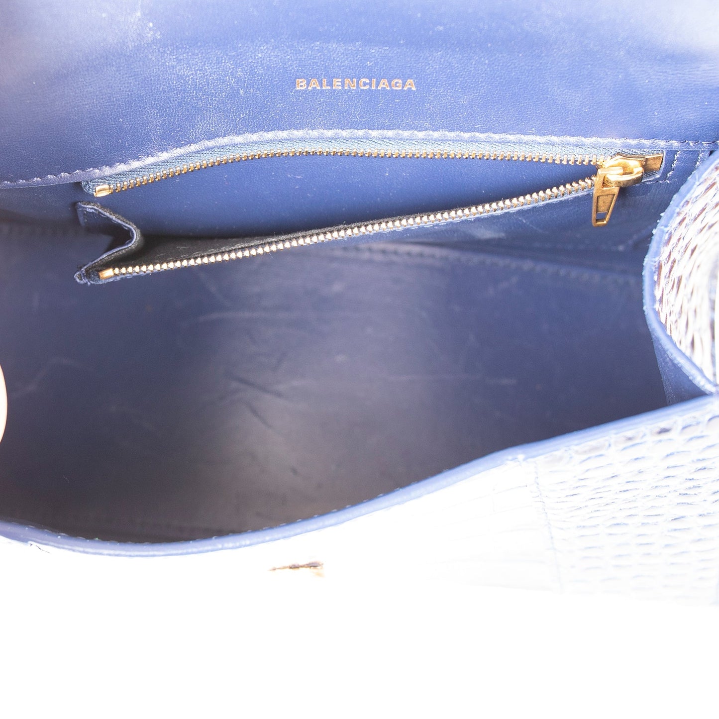 Balenciaga Croc-Embossed Hourglass Small Top Handle Bag