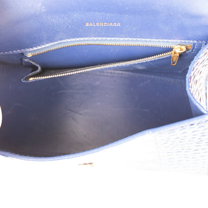 Balenciaga Croc-Embossed Hourglass Small Top Handle Bag