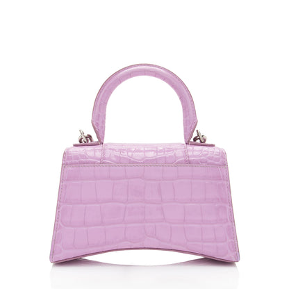 Luxury Balenciaga Trending 2025 Shiny Croc Embossed Calfskin Hourglass XS Satchel (SHF-A4kg9c)