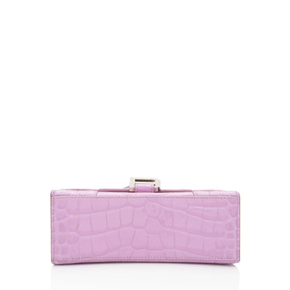 Luxury Balenciaga Trending 2025 Shiny Croc Embossed Calfskin Hourglass XS Satchel (SHF-A4kg9c)