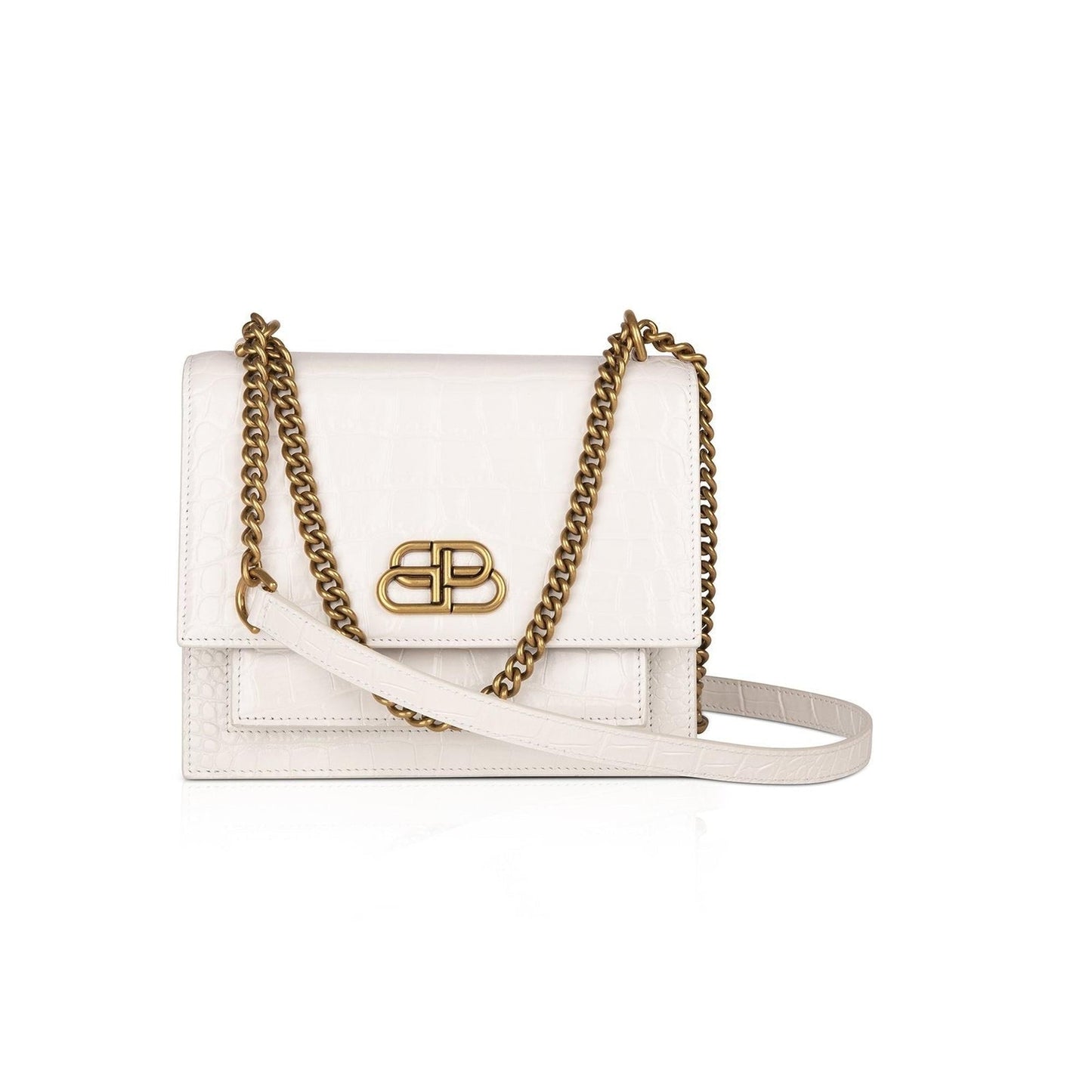 Balenciaga Croc-Embossed Sharp S Chain Bag