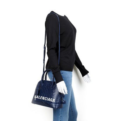 Balenciaga Croc Embossed Ville S Top Handle Bag