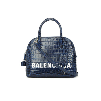 Balenciaga Croc Embossed Ville S Top Handle Bag