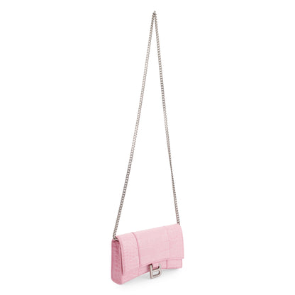 Balenciaga Crocodile Embossed Hourglass Wallet on Chain