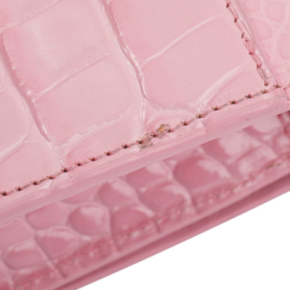 Balenciaga Crocodile Embossed Hourglass Wallet on Chain