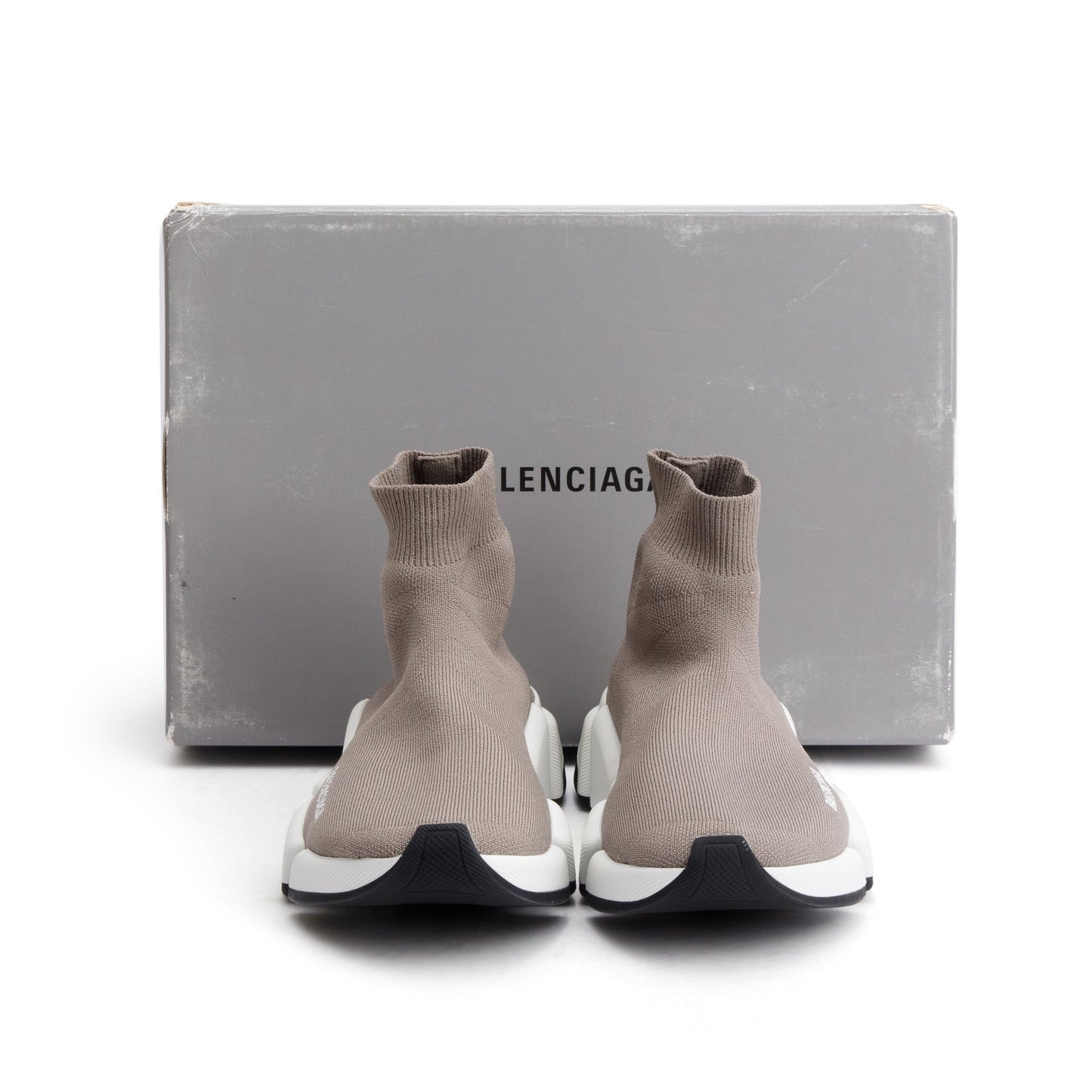 Balenciaga Dark Beige Knit Speed LT Trainer Sock Sneaker, Size 35