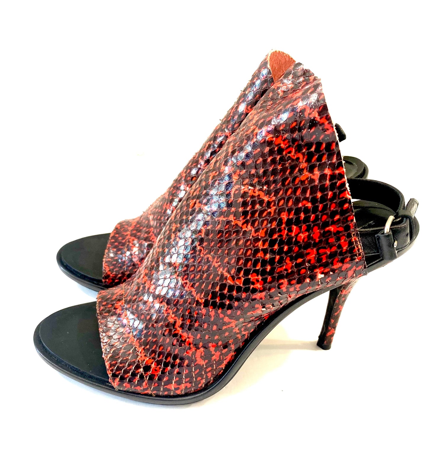 BALENCIAGA GLOVE SNAKE EMBOSSED LEATHER SLINGBACK SANDALS