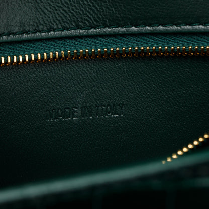Balenciaga Green Croc-Embossed Calfskin Leather Small Hourglass Top Handle Bag