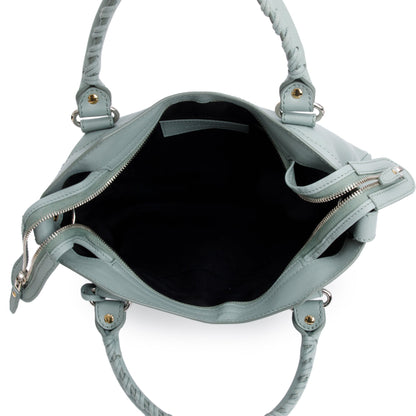 Balenciaga Green Town Metal Plate Flat Studs City Bag
