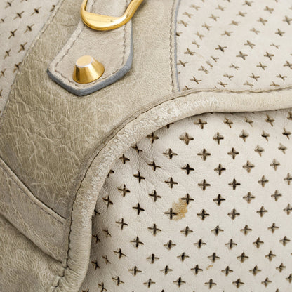 Balenciaga Grey Agneau Leather Laser Cut Cross Classic City Bag