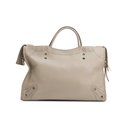 Balenciaga Grey Agneau Perforated Leather Blackout City Bag