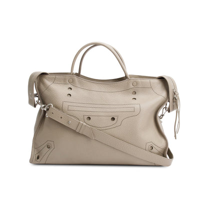 Balenciaga Grey Agneau Perforated Leather Blackout City Bag