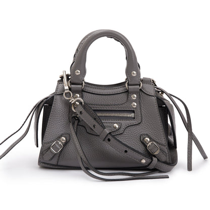 Balenciaga Grey Calfskin Leather Nano Neo Classic Top Handle Bag