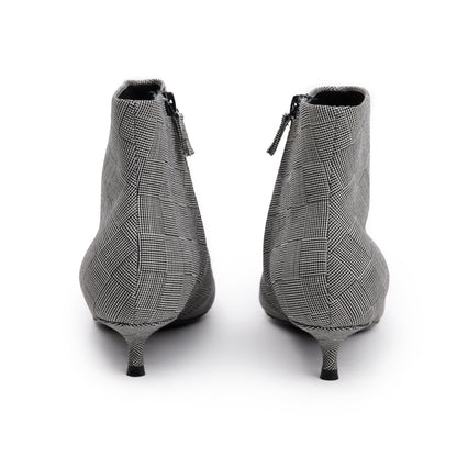 Balenciaga Grey Checked Wool Knife Pointy Toe Ankle Boots, Size 35.5