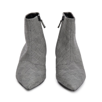 Balenciaga Grey Checked Wool Knife Pointy Toe Ankle Boots, Size 35.5