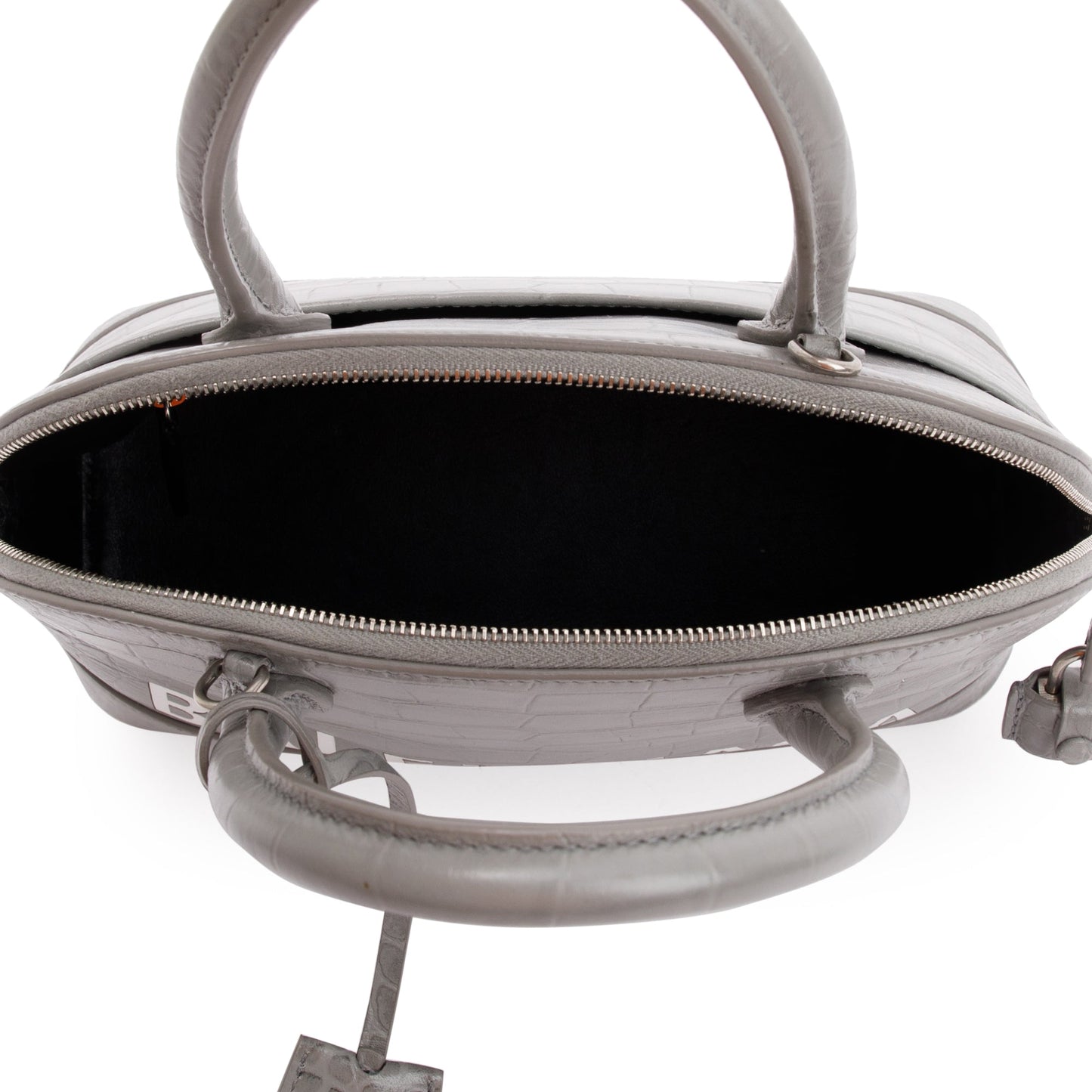 Balenciaga Grey Croc Embossed Ville S Top Handle Bag